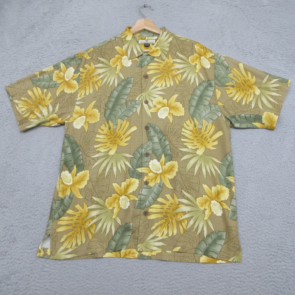 Tommy Bahama 100% Silk Hawaiian Camp Shirt Mens M Floral Tropical Aloha Beach